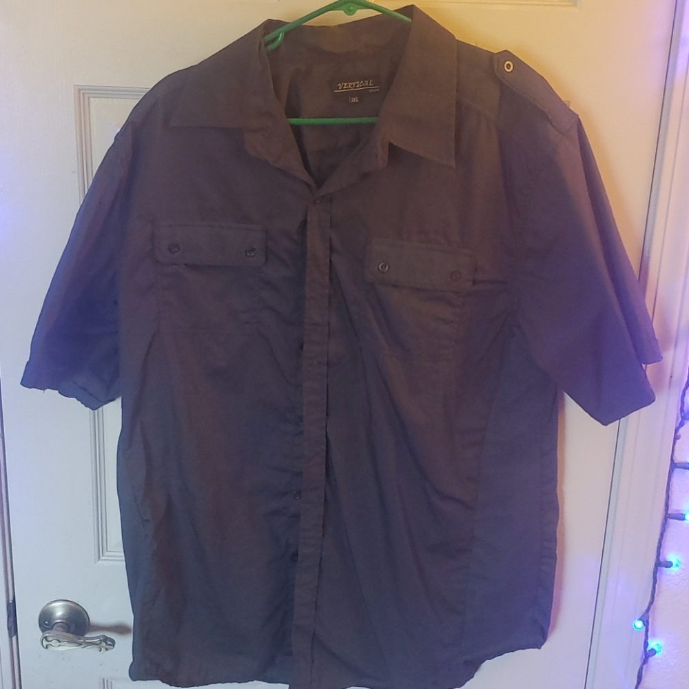 3XL Vertical short sleeve button-down